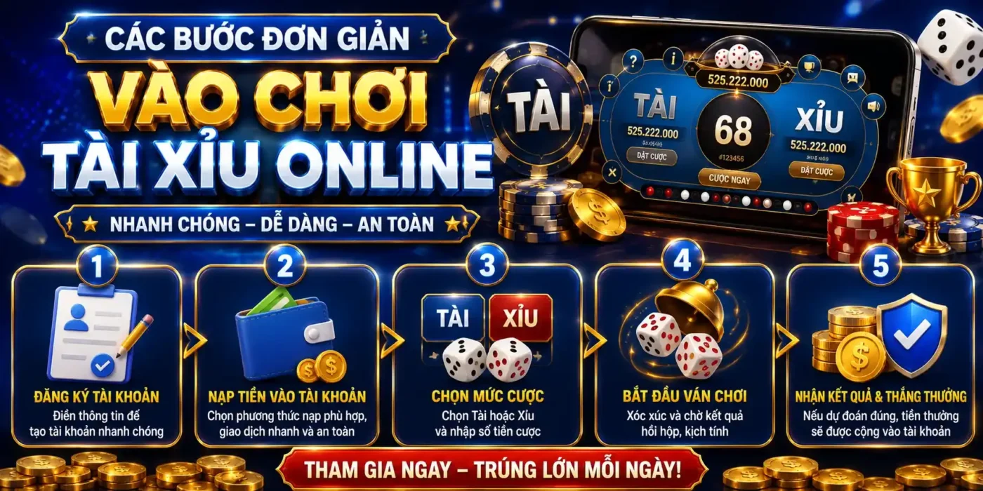 Các bước đơn giản vào chơi Tài Xỉu Online